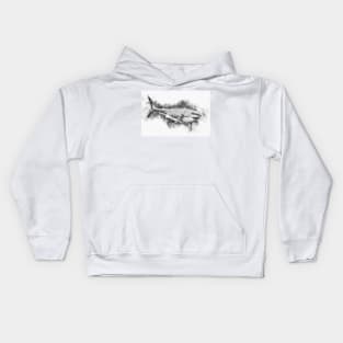 GREAT WHITE SHARK Fine Art Sketch Drawing for the Ocean and Animal Lovers Kids Hoodie